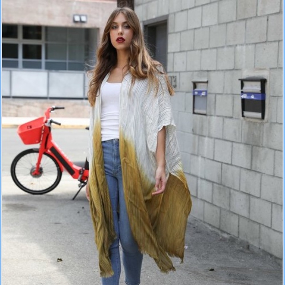 Ombre Kimono Cream and Mustard Yellow